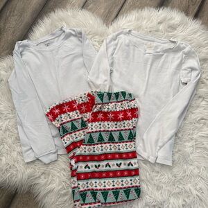 Carter's Size 8 Holiday Pajama Set with Red and Green Accents and White Shirts